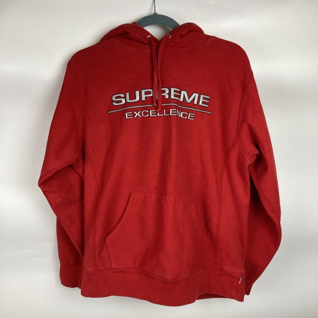 Supreme Excellence Reflective Logo Red Hoodie Sweatshirt Medium